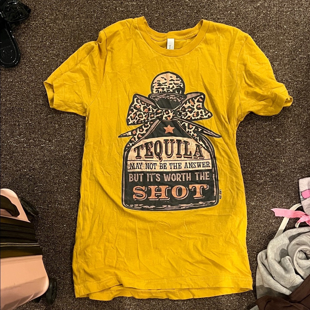 Yellow Graphic T-Shirt with Tequila Print